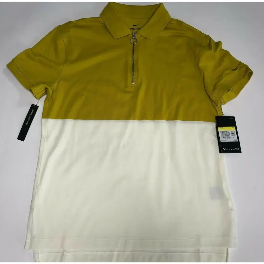 Nike Dri-Fit Yellow Women’s Golf Polo Shirt White Multi BV0186-393 Size S